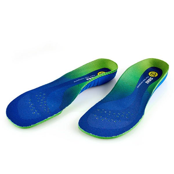 Sidas Comfort 3D Junior Insole for kids, anatomical design, blue and green with cushioning and breathability.