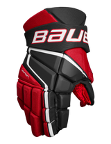Bauer Vapor 3X Hockey Glove in red and black, flexible and lightweight design.