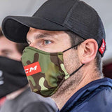 CCM Outprotect Face Mask worn by individual in camo design, suitable for personal use.