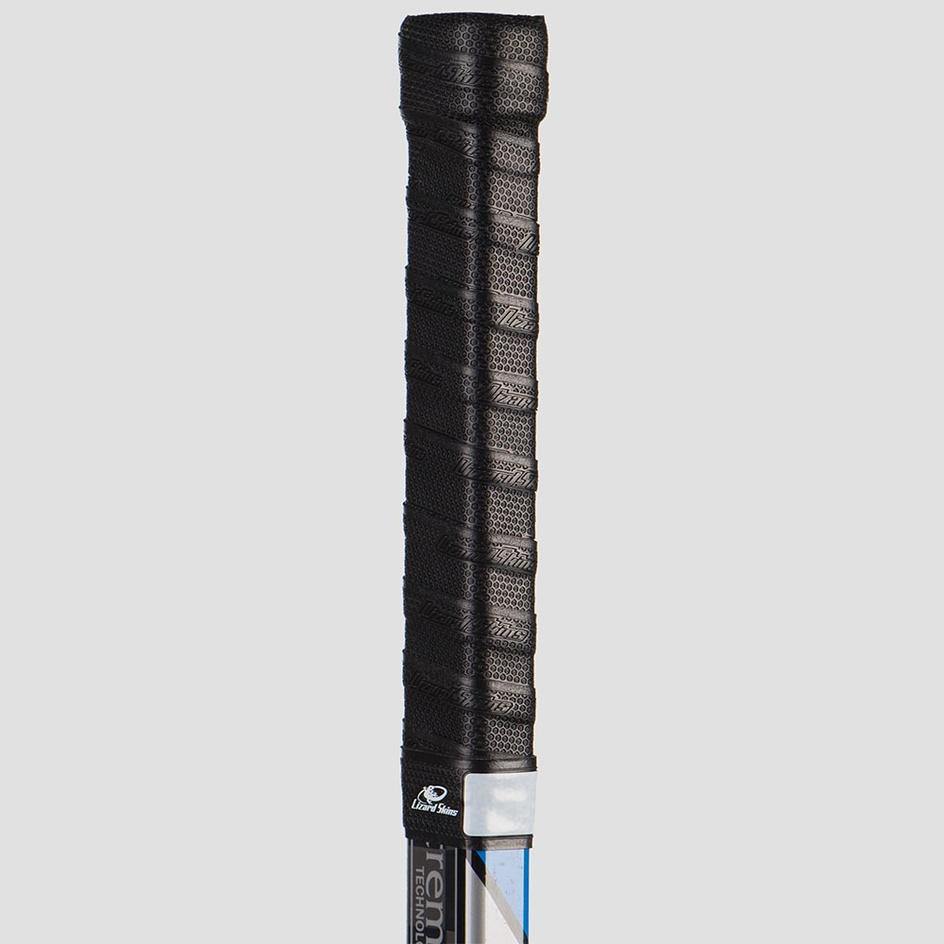 Lizard Skins Grip Tape on hockey stick, black, slip-resistant grip.