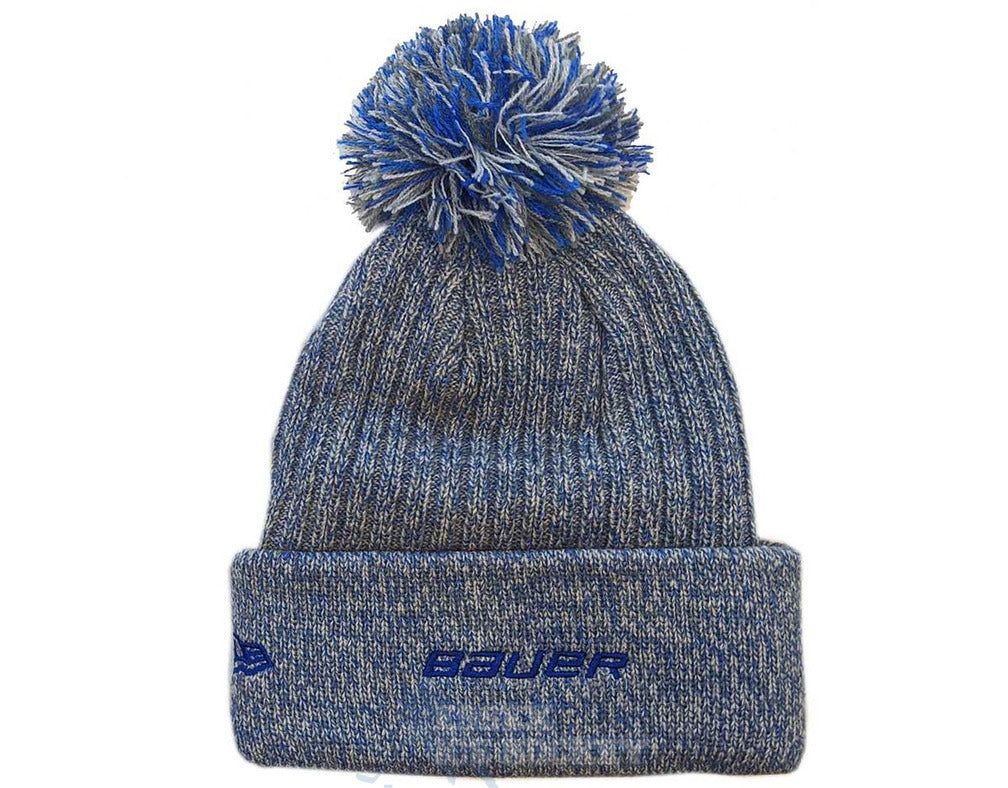 Bauer New Era Team Marl Pom Knit Hat with cuffed design and pom on top.