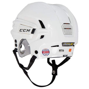 CCM Super Tacks X Hockey Helmet with NEST Tech, white, side view.