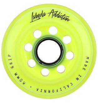 Labeda Addiction XXX Grip Yellow roller hockey wheel with harder center urethane core.