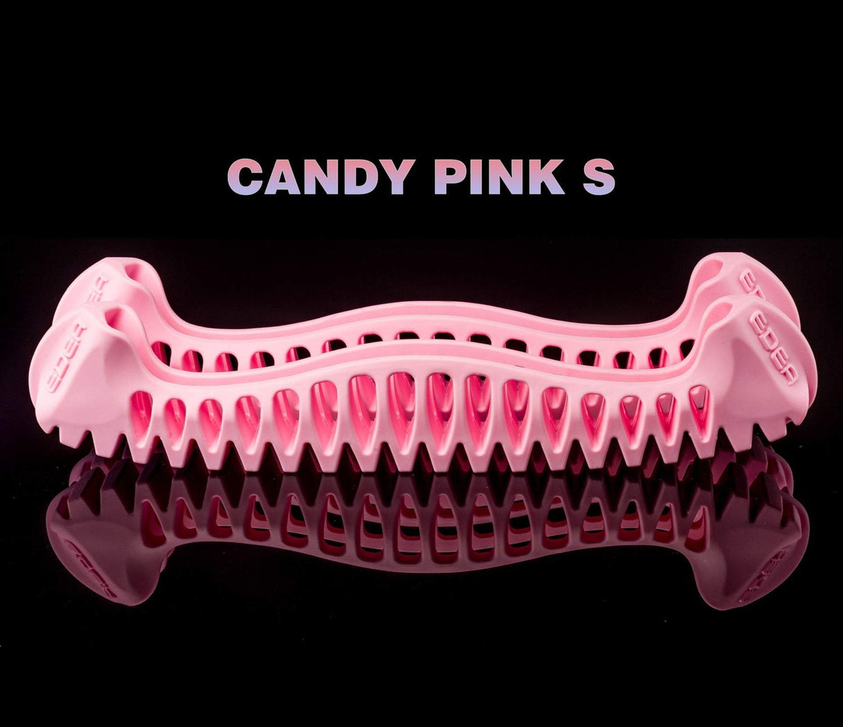 Candy Pink Edea E Guards for skates, one-piece design with protective vertebrae profile, fits small dance blades.