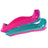 Edea E Guards skate guards in pink and teal, showing unique vertebrae design for blade protection and drainage.