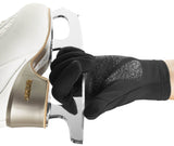 Edea E-Gloves Pro holding an ice skate blade with non-slip design, black color.