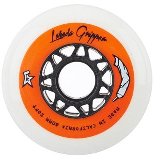 Labeda Gripper Soft 78A white roller hockey wheel with flex technology and smaller core design.