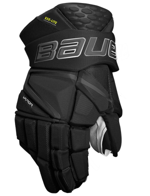 Bauer Vapor Hyperlite Hockey Gloves, lightweight protection, DC Tech foam, molded Shocklite plate, improved durability, DuraCONNEKT palm, NANOSENSE liner.