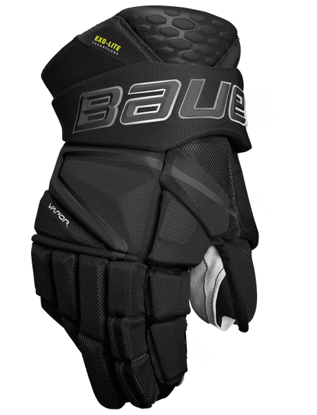 Bauer Vapor Hyperlite Hockey Gloves, lightweight protection, DC Tech foam, molded Shocklite plate, improved durability, DuraCONNEKT palm, NANOSENSE liner.