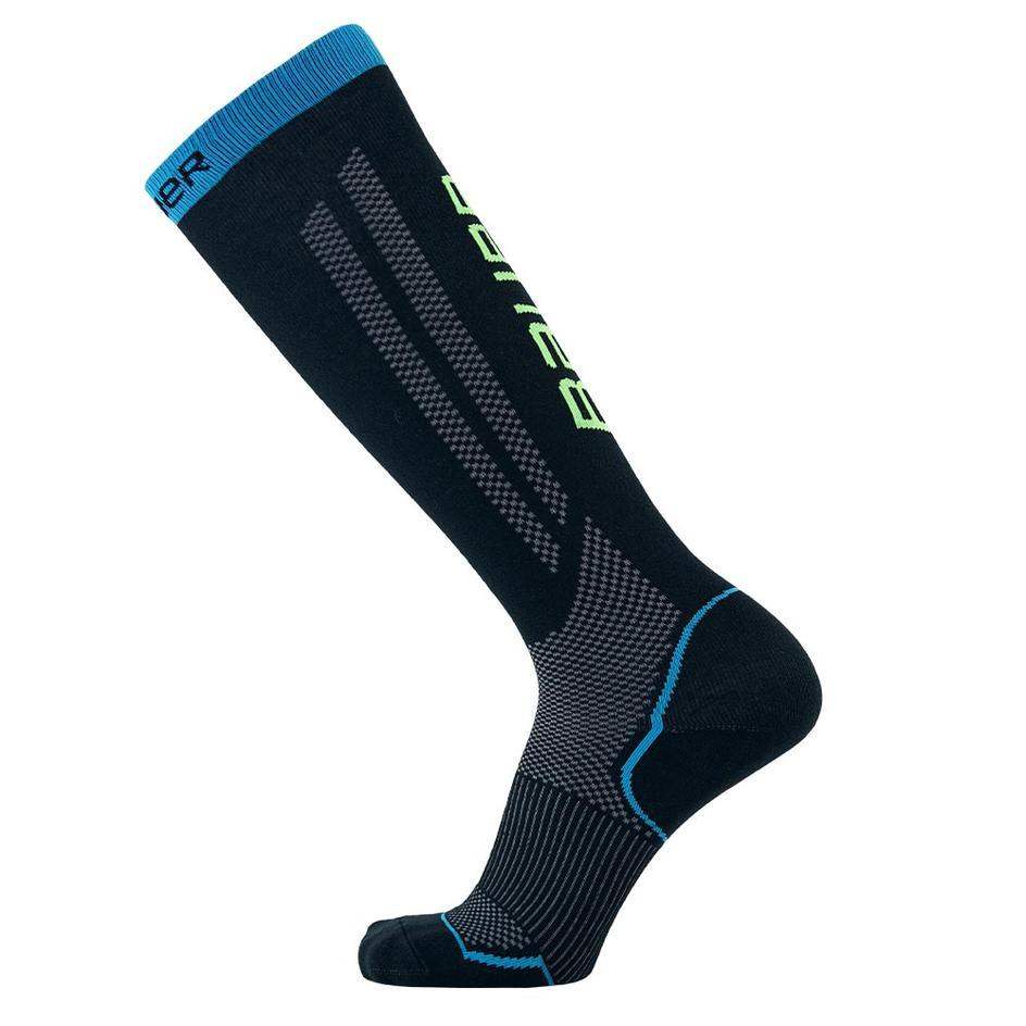 Lightweight Bauer Performance Skate Socks with Coolmax yarn and compression support.