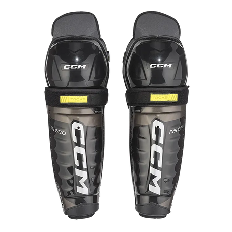 CCM Tack AS-580 Shin Guards with anatomical shield design for protection and comfort.