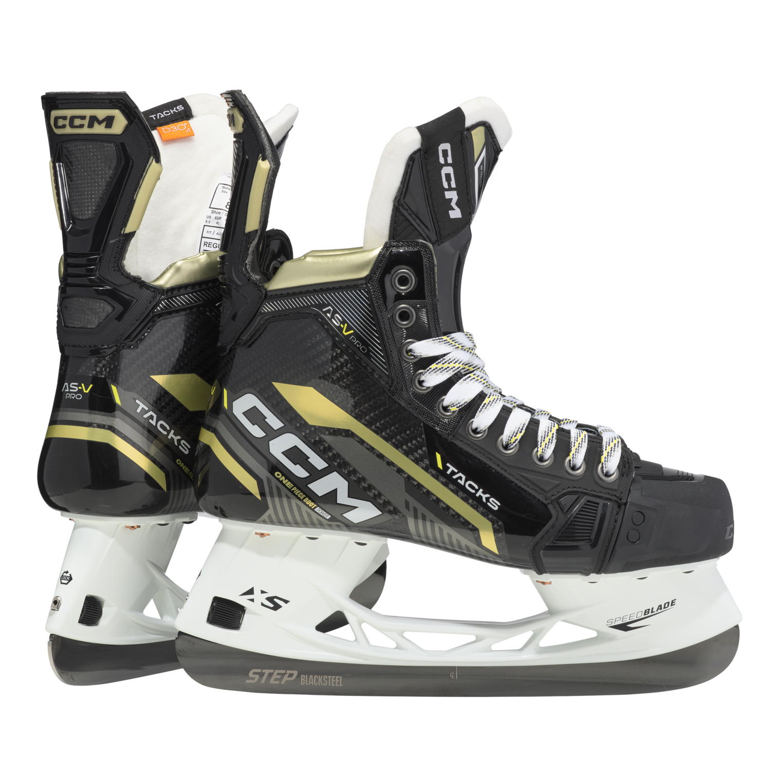 CCM Tacks AS-V Pro senior hockey skates with advanced composite materials and SpeedBlade XS holder.