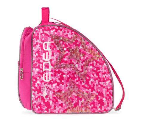 Edea Stella Skate Bag in sparkly pink with crystal stars, durable and stylish for carrying skates.