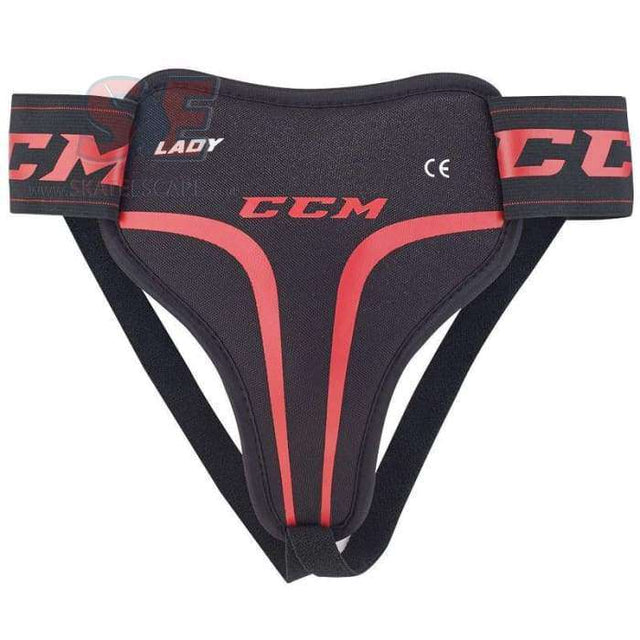 CCM Female Pelvic Protector (Jill) with elastic waistband and thigh straps for protection and comfort.