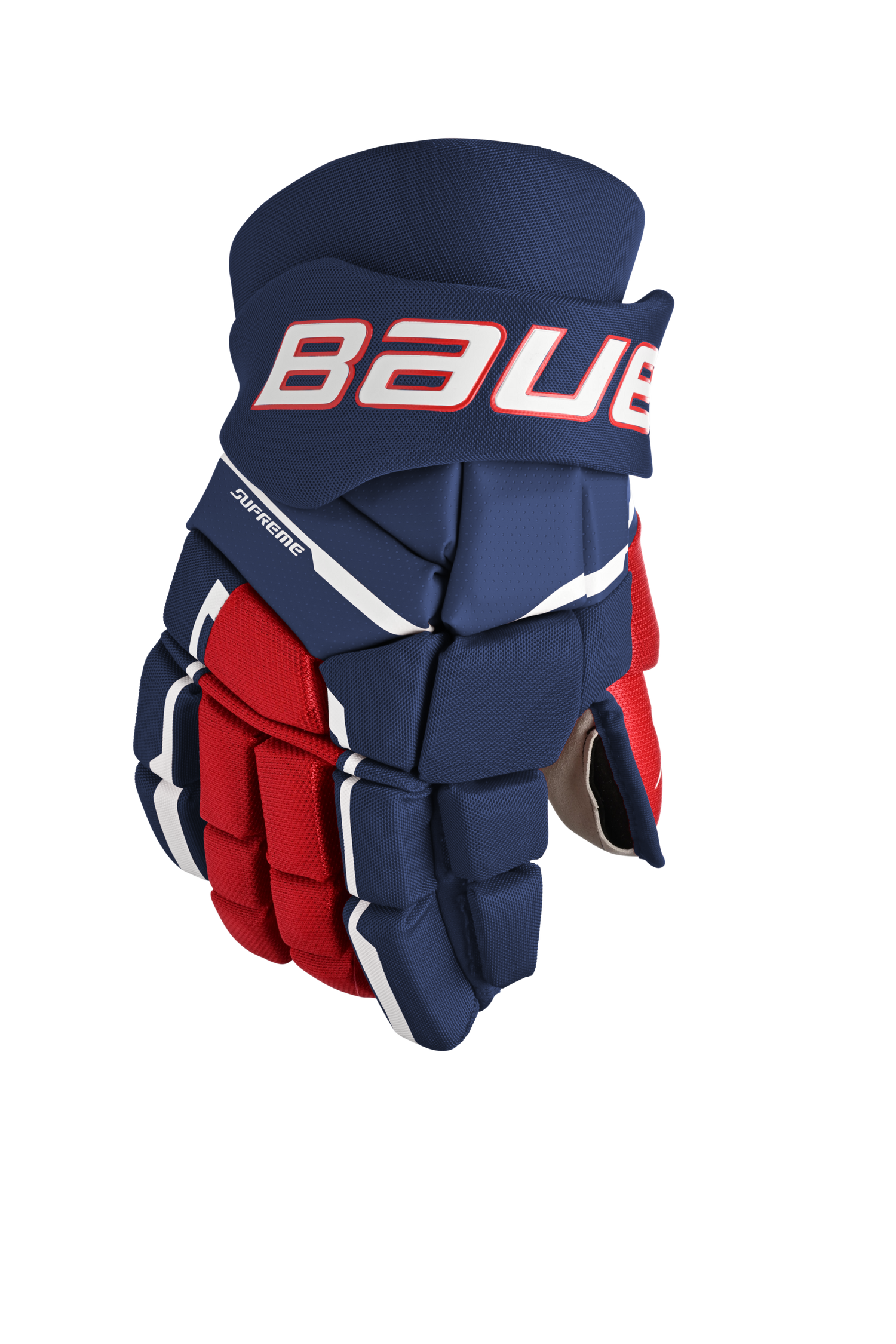 Bauer Supreme M5 Pro Gloves with anatomical fit and Flex Lock Thumb.