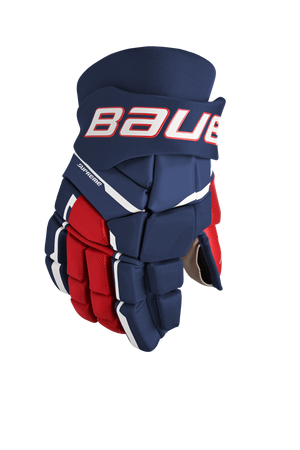 Bauer Supreme M5 Pro Gloves with anatomical fit and Flex Lock Thumb.