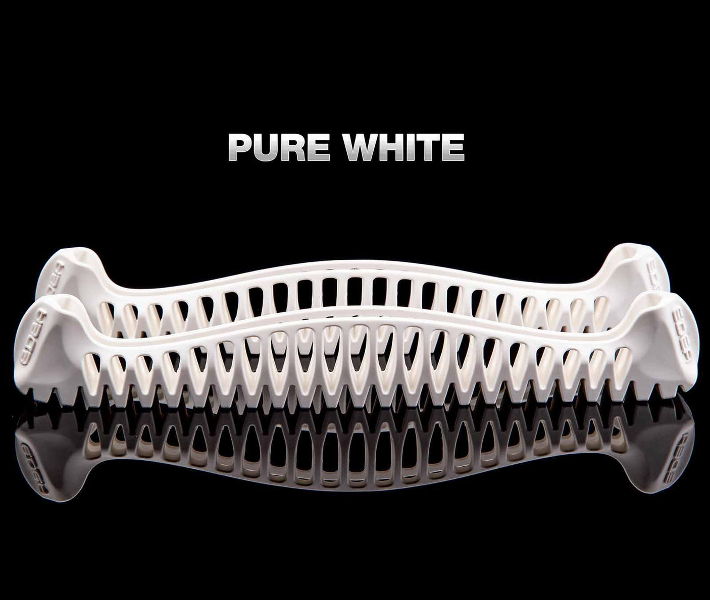 Edea E Guards in pure white, innovative skate guards with superior drainage and easy fit for freestyle and dance blades.