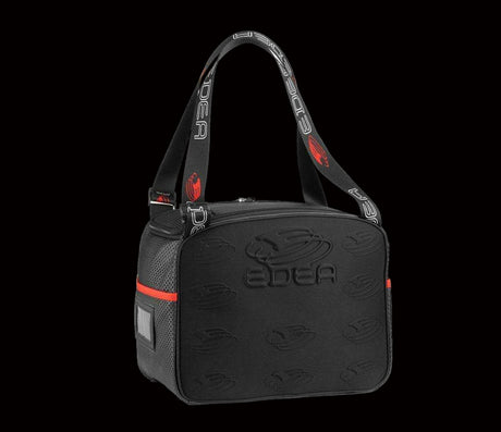 Edea Cube Skate Bag with embossed rigid polyester side panels, ventilated design, adjustable handles, and multiple pockets.