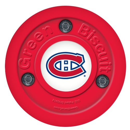 Green Biscuit NHL off-ice training hockey puck for stick handling and passing.