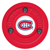 Green Biscuit NHL off-ice training hockey puck for stick handling and passing.