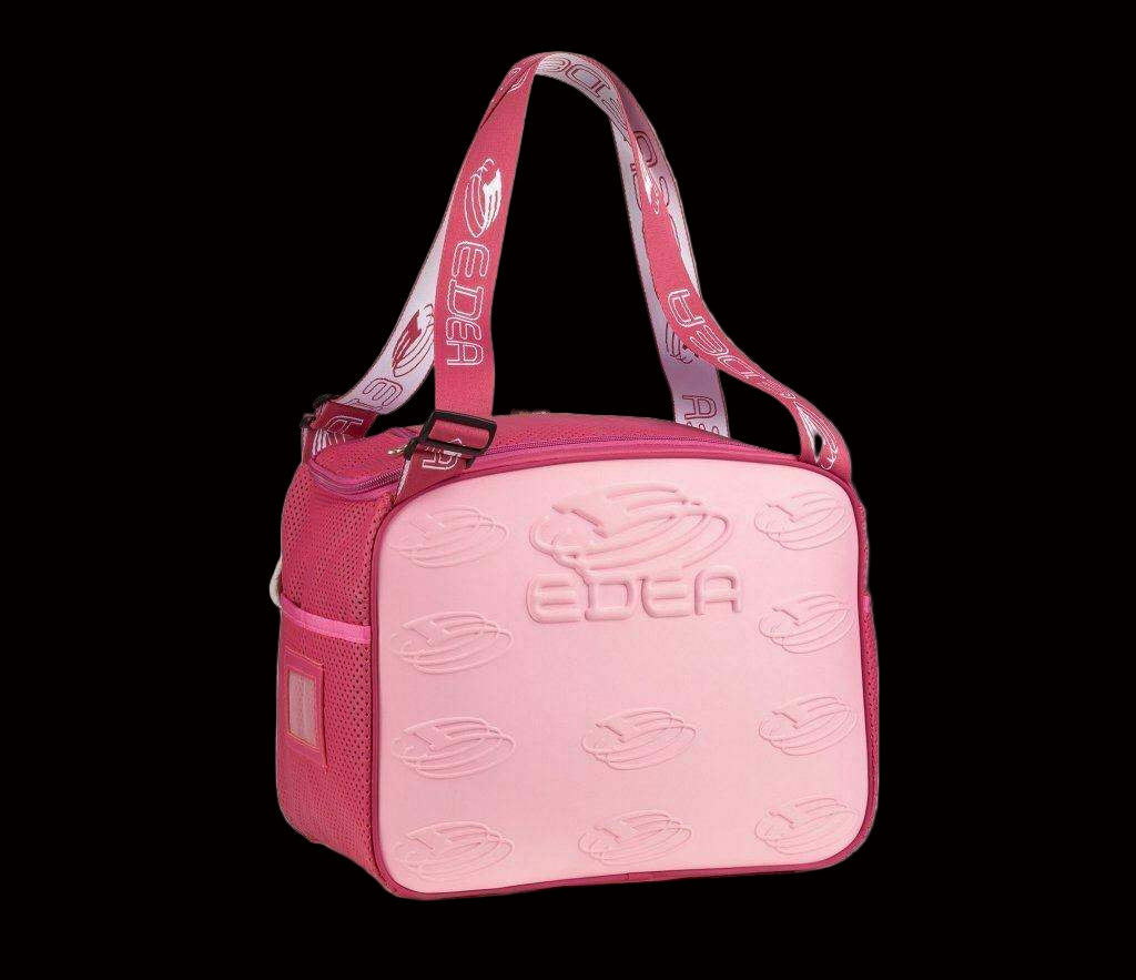 Pink Edea Cube Skate Bag with embossed panels and adjustable handles.